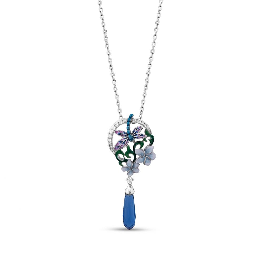 Heaven Model-3 Silver Necklace with Zircon Stone and Enamel