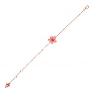 Fairy Tales Pink Flower Designed Enamel Silver Bracelet