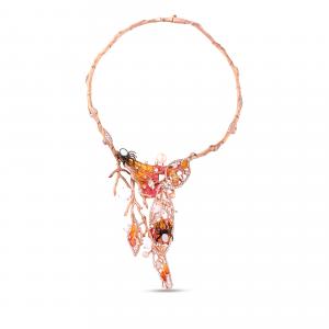Spider Model-2 Rose Colored Rhodium Silver Necklace