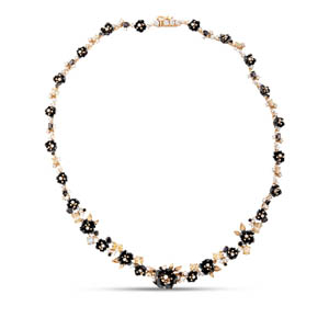 Primrose Black Flower Designed Model-1 Mineli Silver Necklace