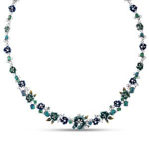 Primrose Green Flower Designed Model-1 Mineli Silver Necklace