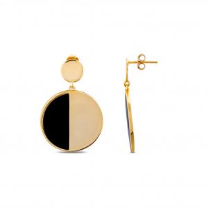 Lucky Gems Model-3 Onyx Stoned Gold - Colored Silver Earrings