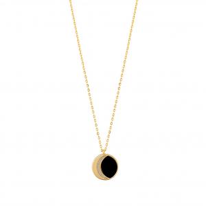 Lucky Gems Model-6 Onyx Stoned Gold - Colored Silver Necklace