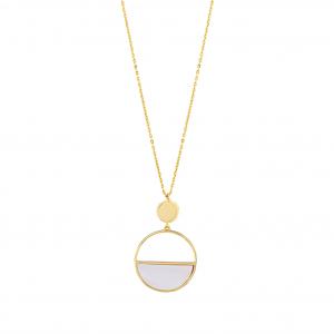 Lucky Gems Model-5 Mother of Pearl Stoned Gold - Colored Silver Necklace