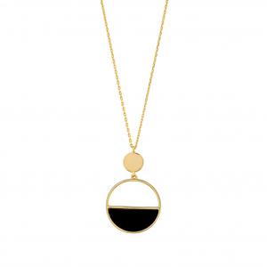 Lucky Gems Model-5 Onyx Stoned Gold - Colored Silver Necklace