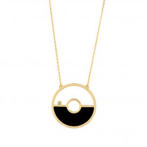 Lucky Gems Model-1 Onyx Stoned Gold - Colored Silver Necklace