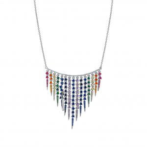 Rainbow D3196-7CNW Silver Necklace