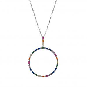 Rainbow DM4924-7CN Silver Necklace
