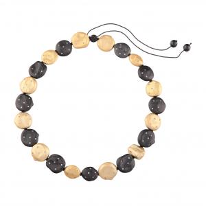Clouds Amorf Black-Gold Colored Silver Necklace