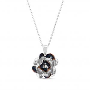 Gallica Three Petaled Rose Model Silver Necklace