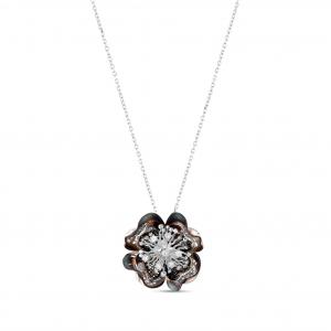 Gallica Hole Petaled Rose Model Silver Necklace