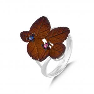 Global Warming Ivy Flower Designed Silver Ring