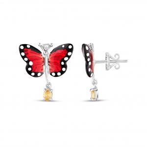Monarch Butterfly Model-3 Silver Earrings