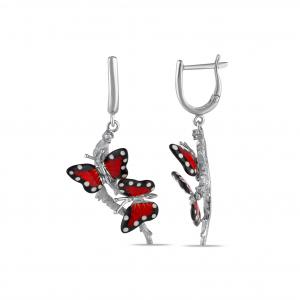 Monarch Butterfly MBHE00023-CZ Silver Earrings