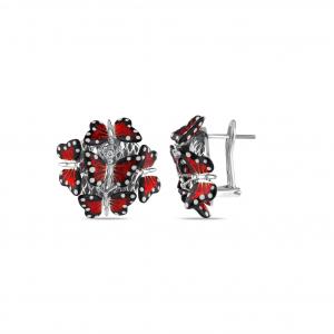 Monarch Butterfly MBHE00024-CZ Silver Earrings