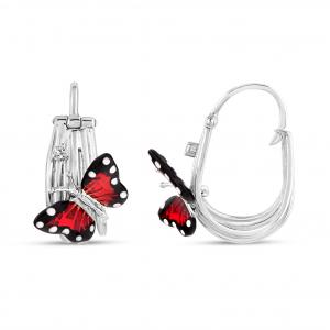 Monarch Butterfly MBHE0006-CZ Silver Earrings