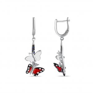 Monarch Butterfly MBHE0008-CZ Silver Earrings