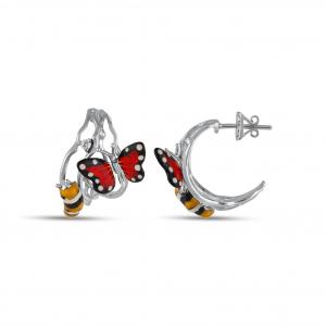 Monarch Butterfly MBHE0012-CZ Silver Earrings