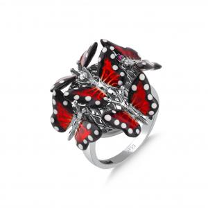 Monarch Butterfly MBHR00024-CZ Silver Ring