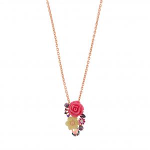 Rosered Ladybug Rose Designed Rose Gold Color Silver Necklace