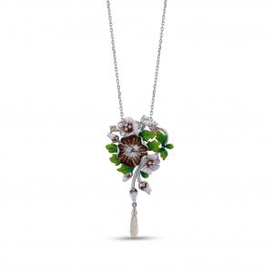 Heaven Model-2 Silver Necklace with Zircon Stone and Enamel