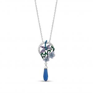 Heaven Model-3 Silver Necklace with Zircon Stone and Enamel