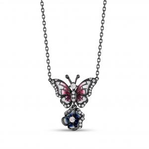 Heaven Model-16 Silver Necklace with Butterfly Design and Zircon Stone