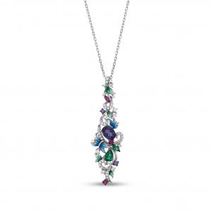 Heaven Model-20 Silver Necklace with Zircon Stone and Enamel