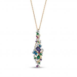 Heaven Model-30 Silver Necklace with Zircon Stone and Enamel