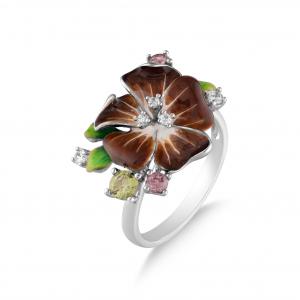 Heaven Model-2 Silver Ring with Zircon Stone and Enamel