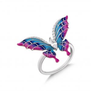 Heaven Model-9 Silver Ring with Butterfly Designed and Zircon Stone