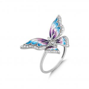 Heaven Model-13 Silver Ring with Butterfly Design and Zircon Stone
