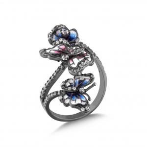 Heaven Model-16 Silver Ring with Butterfly Design and Zircon Stone