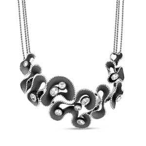 Soul Dance Model-6 Northern Lights Motifs Siyah Silver Necklace