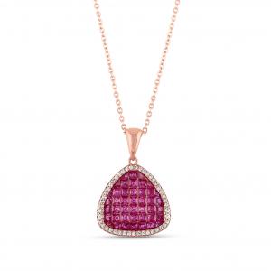 Eclat Pink Triangle Silver Necklace