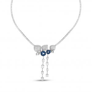 Eclat Blue Bud Silver Necklace