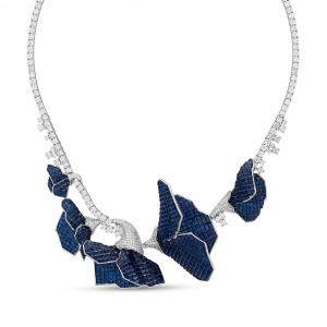 Eclat Blue Poppy Flower Silver Necklace