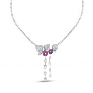 Eclat Pink Bud Silver Necklace