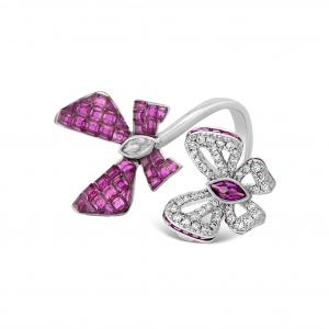 Eclat Pink Butterfly Silver Ring