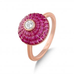 Eclat Pink Rose Gold Colored Small Size Silver Ring
