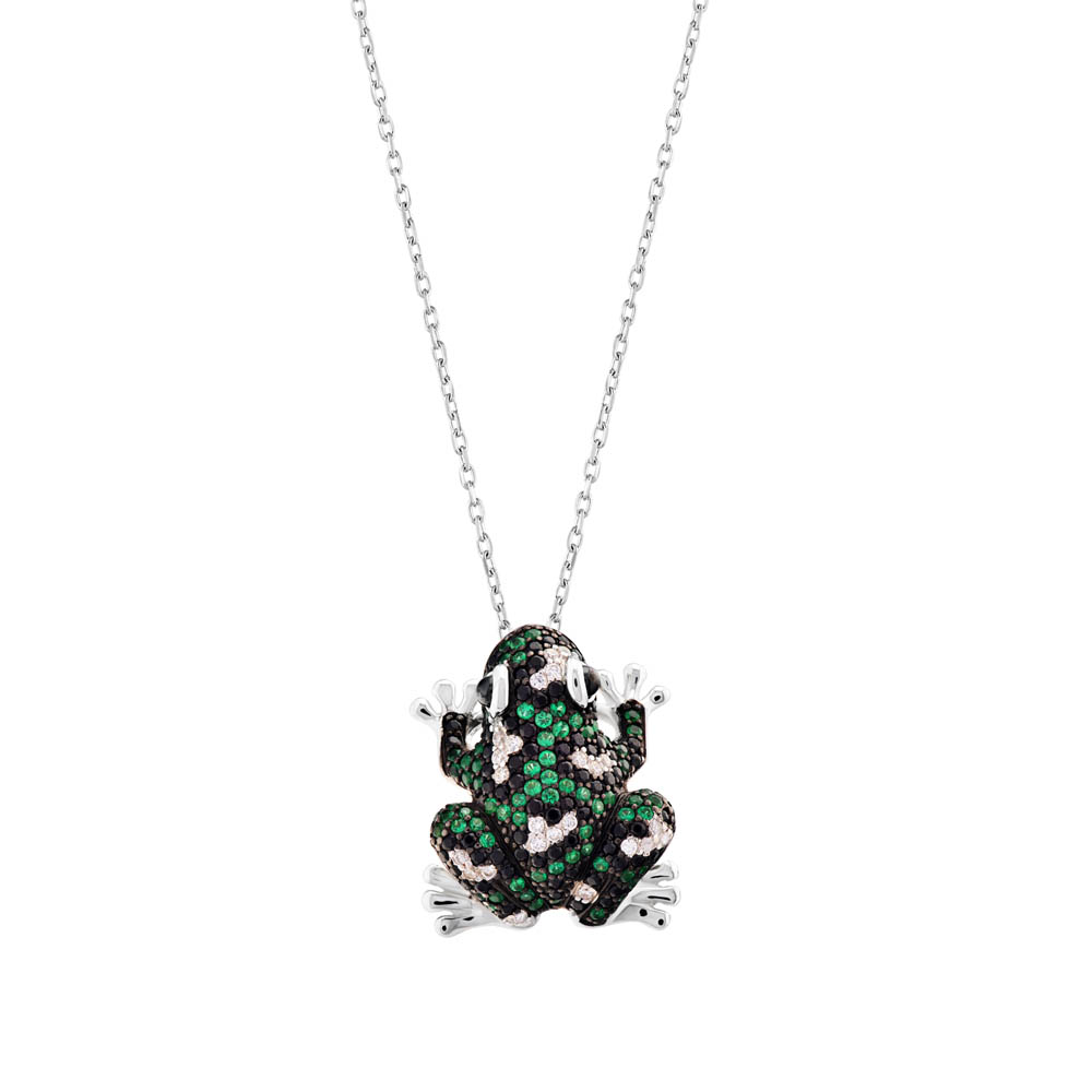 Dream Jungle White Spotted Frog-3 Design Silver Necklace