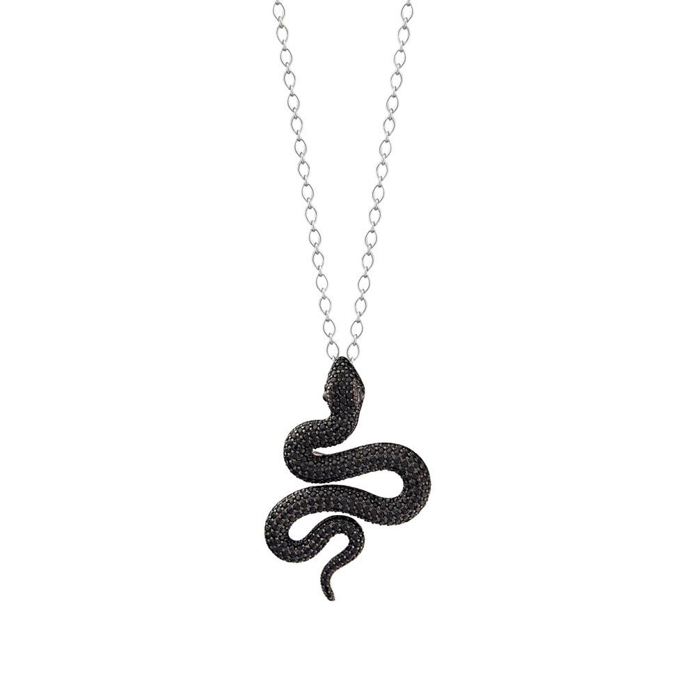 Dream Jungle Black Snake Design Silver Necklace