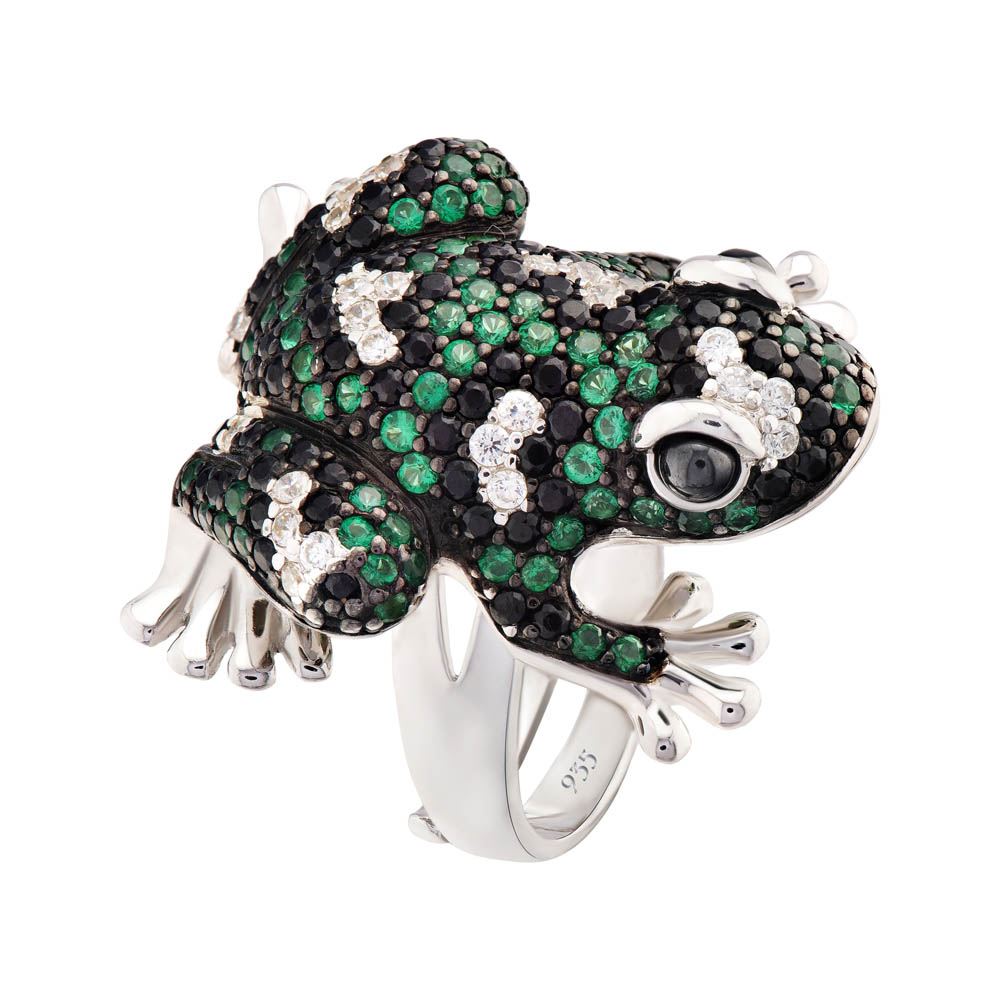 Dream Jungle White Spotted Frog Designed Silver Ring