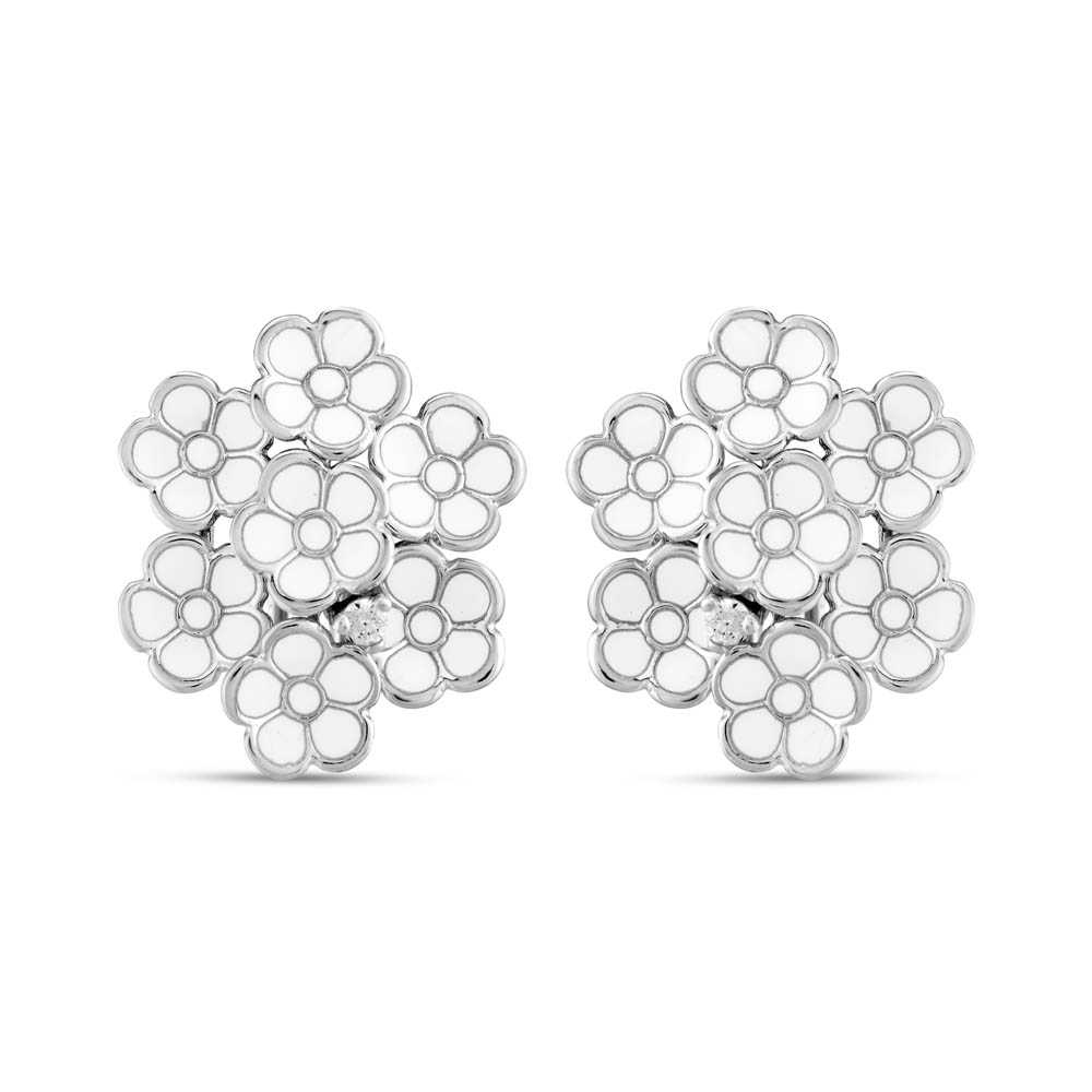 White Dreams Model-5 Flower Designed Silver Earrings