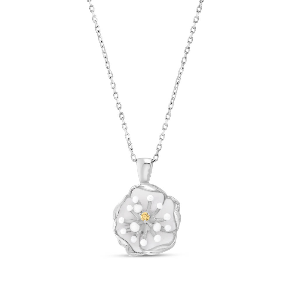 White Dreams Model-3 Budded Flower Designed Silver Necklace