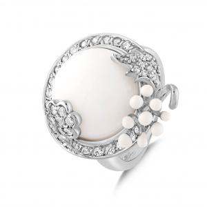 White Dreams Model-7 White Agat Stoned Silver Ring