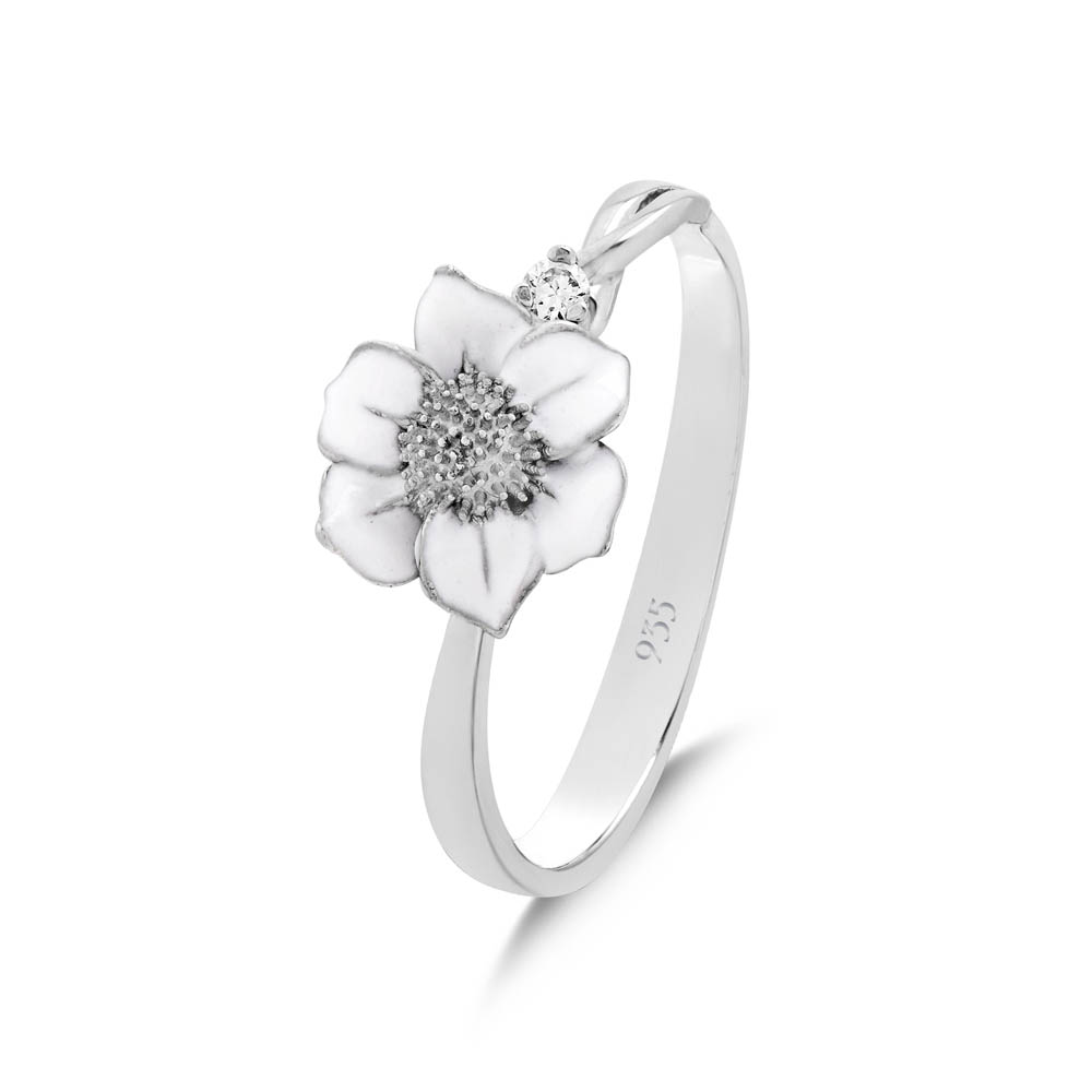 White Dreams Model-9 Flower Designed Silver Ring