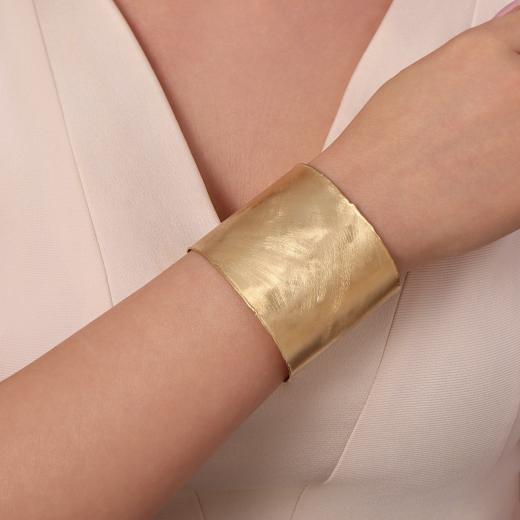 Sun Collection Matte-Finish Wide Gold-Plated Silver Cuff