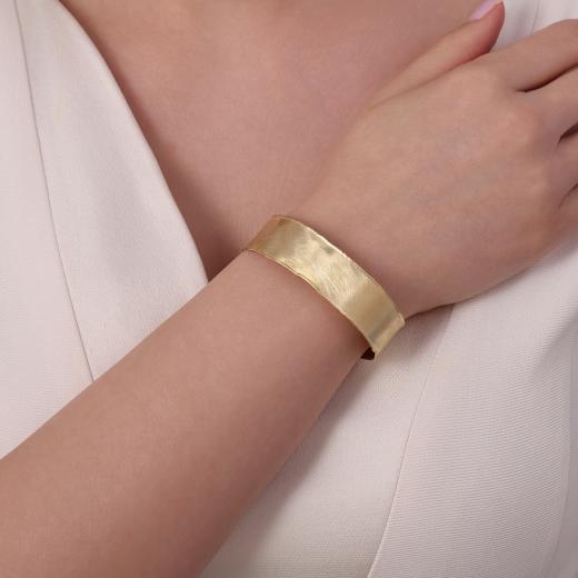 Sun Collection Gold-Plated Flat Thin Silver Cuff