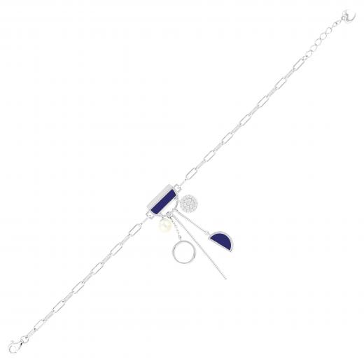 Lucky Gems Lapis Stone Silver Bracelet